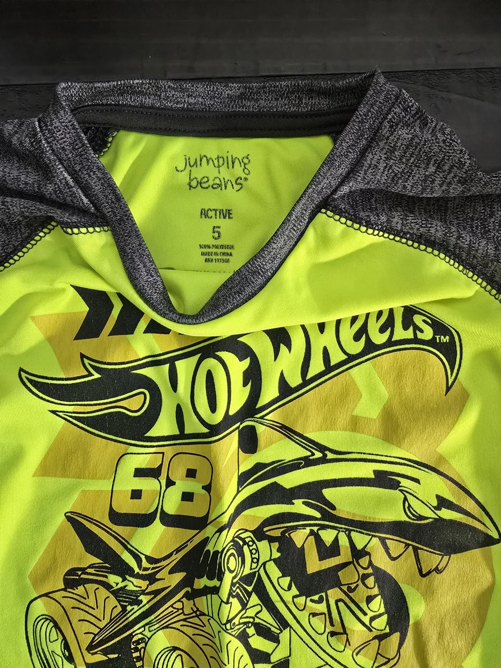 Boys Hot Wheels Neon Green Raglan Swim Top